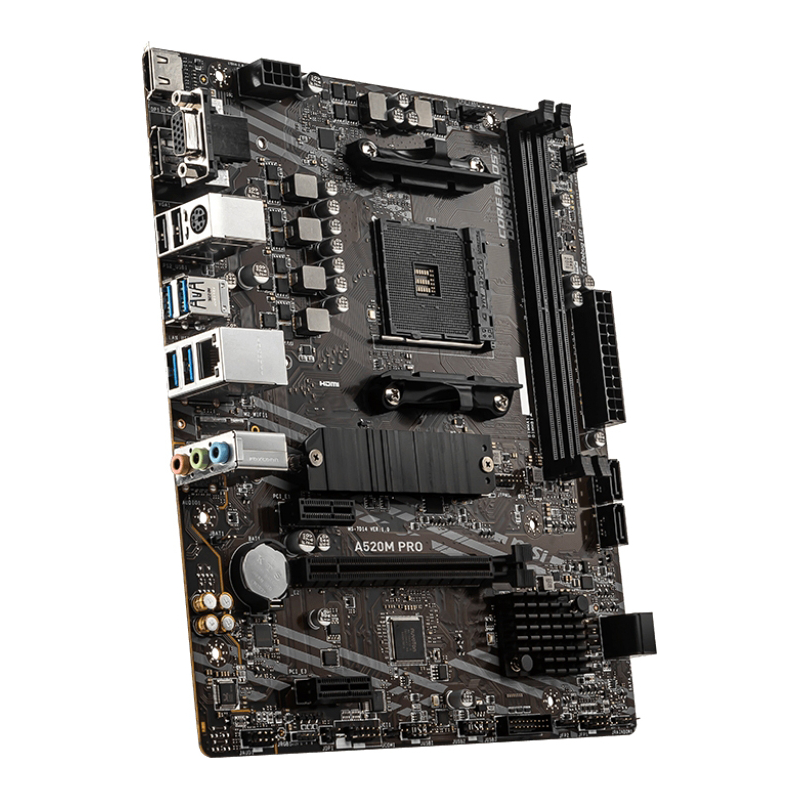 Материнская плата MSI AMD A520 sAM4, AM4, mATX, DDR4, DIMM, 64 ГБ ОЗУ, A520MPRO, фото 4