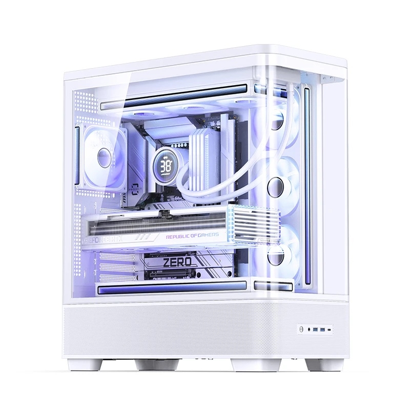 Корпус для ПК Jonsbo TK-5, Midi Tower, белый, под ATX, mATX, mITX, материал закалённое стекло, сталь, фото 3