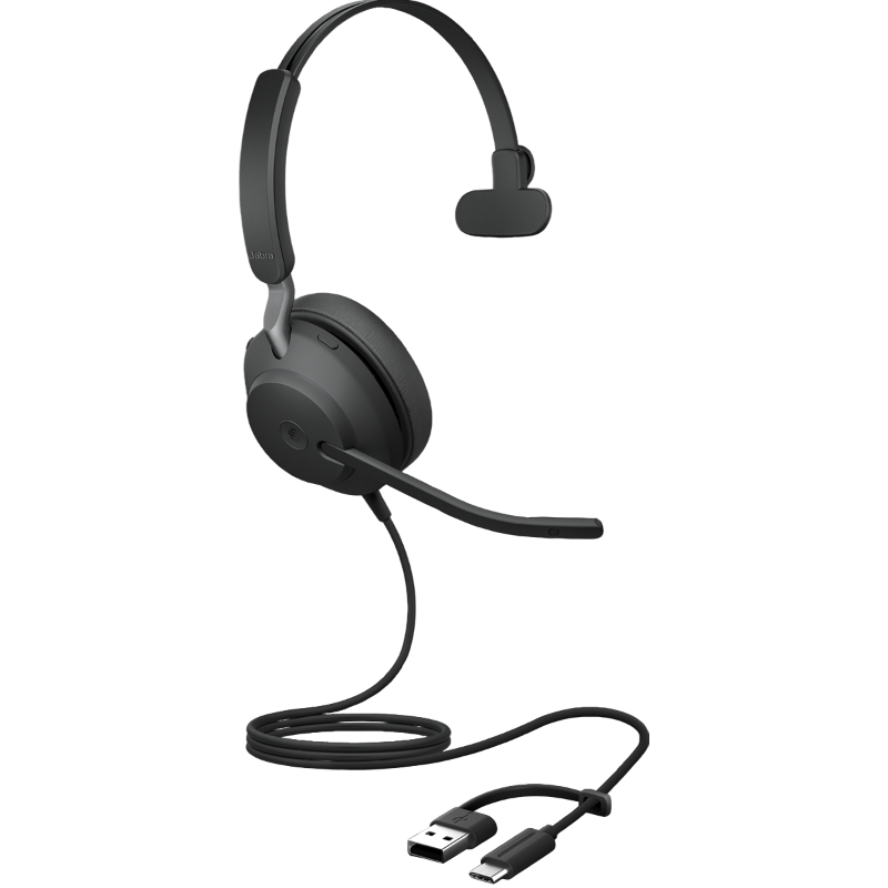 Гарнитура Jabra Evolve2 40 SE MS Mono, проводная, на одно ухо, USB-C и USB-A, три микрофона, фото 3