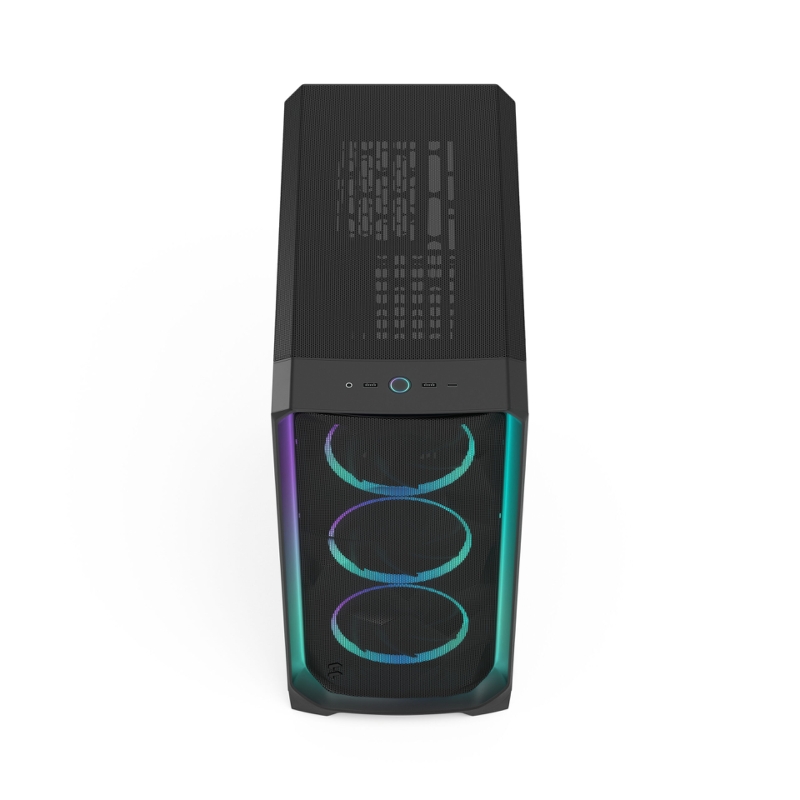 Корпус ПК без блока Case Fractal Design Meshify 3 Ambience Pro RGB TG Light Tint, Full-Tower, 3x140mm ARGB, 2xUSB-A 3.2 + 1xUSB 3.2 Type-C, E-ATX, ATX, mATX, mITX, Black, фото 6