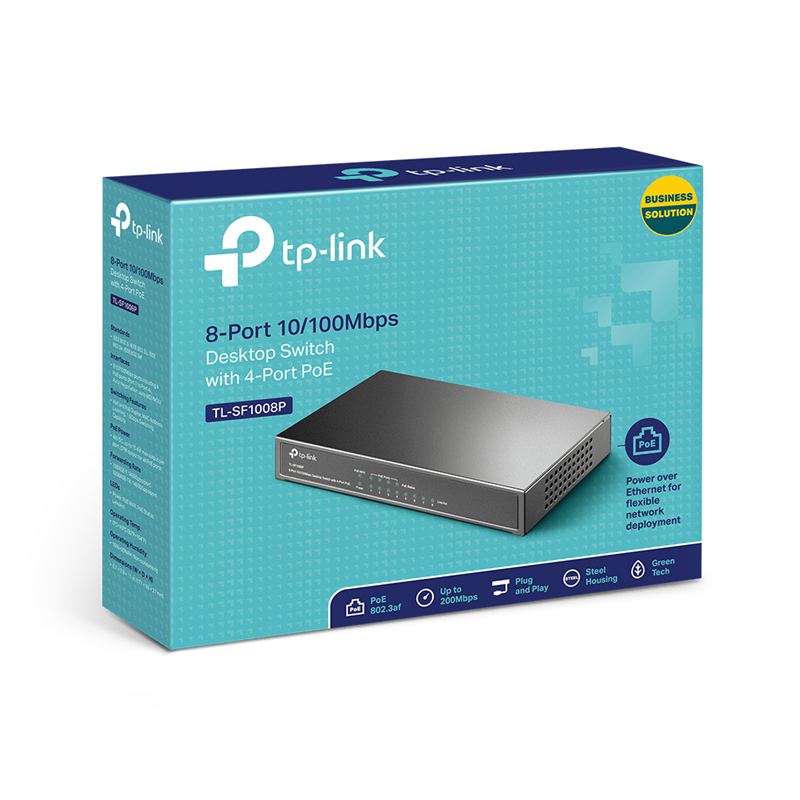 Коммутатор TP-Link TL-SF1008P неуправляемый, 8 портов 100 Мбит/с, 4 порта PoE, 57 Вт, фото 5