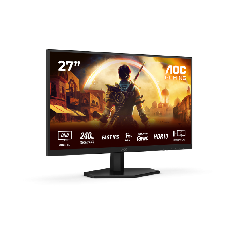 Монитор AOC Q27G42ZE, 27 дюймов, 2560x1440, 240 Гц, IPS, чёрный, формат 16:9, фото 2