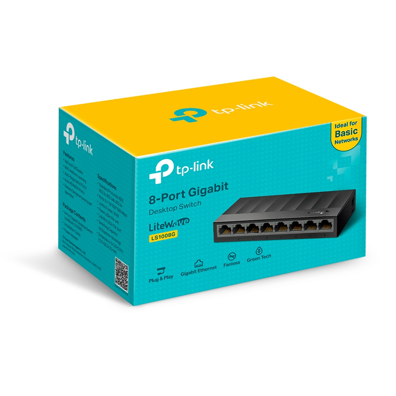 Коммутатор TP-Link LS1008G неуправляемый, 8 портов 1 Гбит/с, пластиковый корпус, на стол или на стену, фото 3
