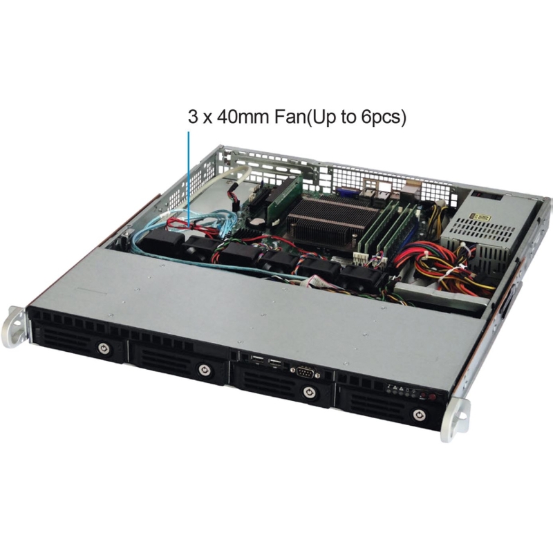 Серверный корпус 1U chassis; Mini-ITX, Micro-ATX, ATX MBs; 4 x 3.5" SAS/SATA HDD Trays; 2 x USB 3.0; 1 x COM port (Front); 1 x HF expansion slot; RPS600Wt (Ablecom CS-R11-5501P), фото 4