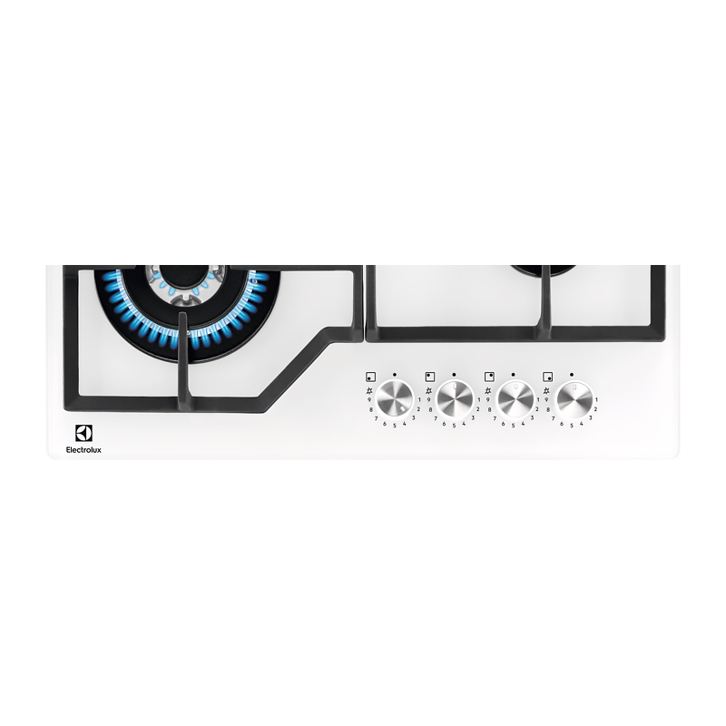 Варочная панель Electrolux KGG64362W, газовая, 60 см, 4 конфорки, Wok-конфорка, газ-контроль, белая, фото 2