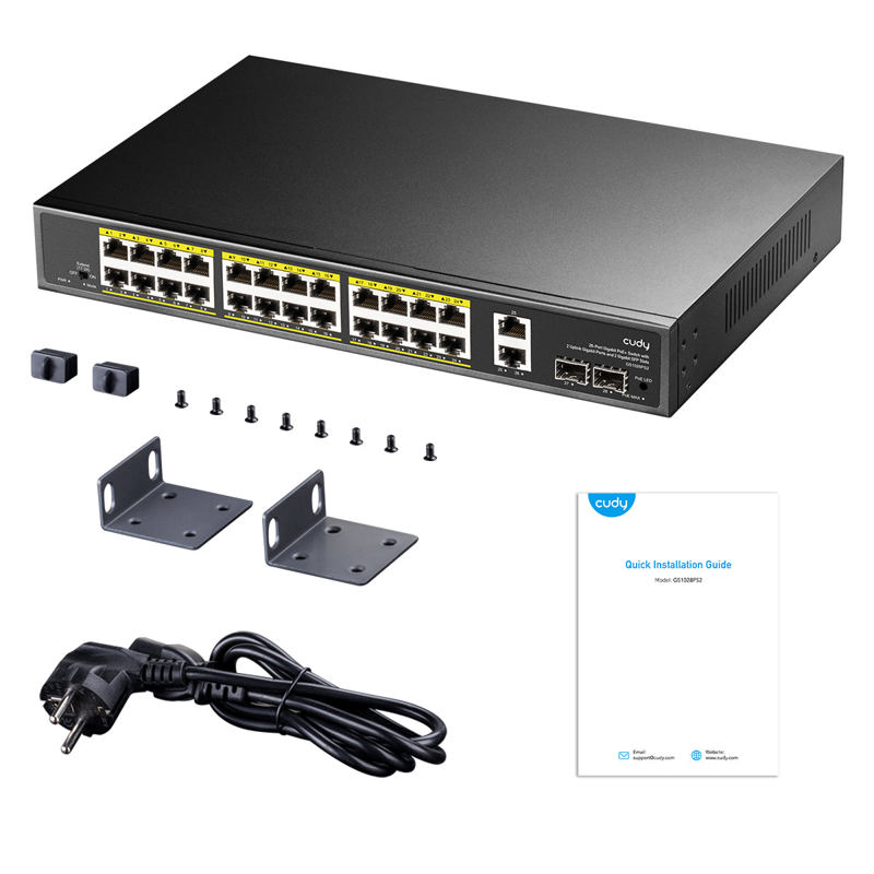PoE-коммутатор Cudy неуправляемый, 24 порта PoE+ 1 Гбит/с, 2 аплинка 1 Гбит/с, 2 SFP, 300 Вт, фото 4