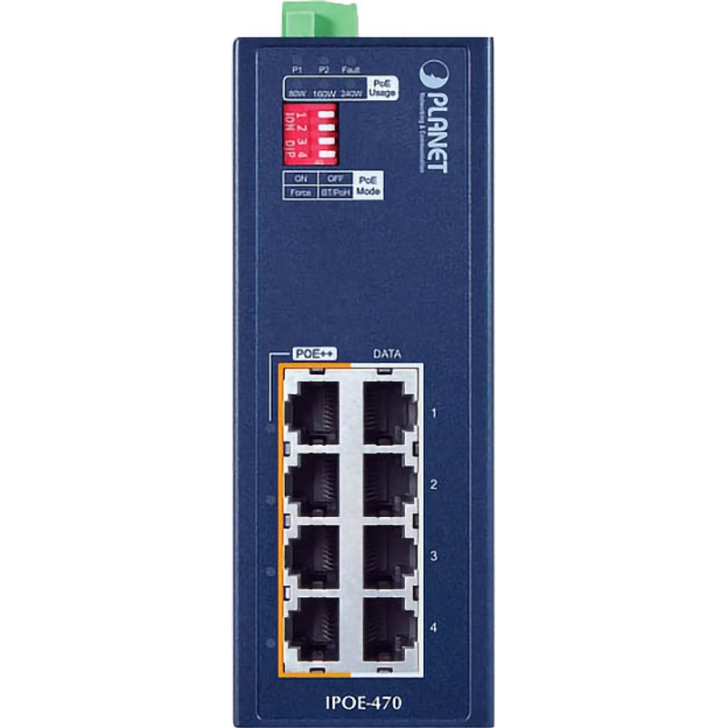 Инжектор PoE++ Planet IPOE-470 промышленный, 4 порта 1 Гбит/с, до 95 Вт на порт, бюджет 240 Вт, фото 2