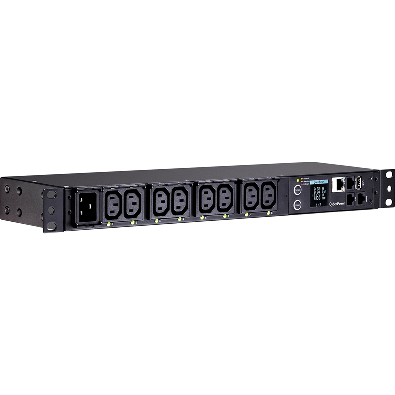 Блок распределения питания CyberPower PDU81005, 1U, 16 А, вход C20, 8 розеток C13, фото 3