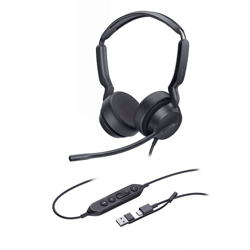Гарнитура Yealink UH42 Dual UC, проводная, USB-C/A, на оба уха, управление на гарнитуре, фото 2