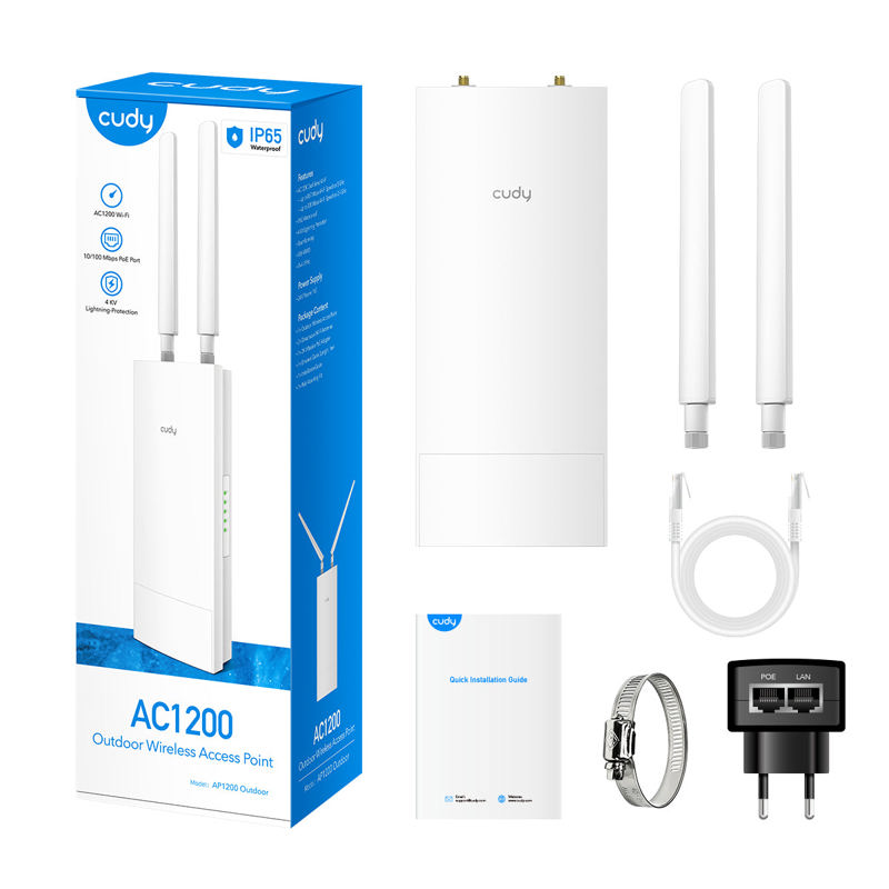 Наружная точка доступа Cudy AP1200 Outdoor, AC1200, IP65, съёмные антенны, пассивный PoE 24 В, фото 6