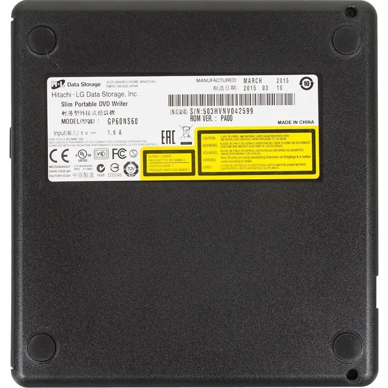 Оптический привод LG DVD-RW ext. GP60NS60.AUAE12S, внешний, DVD-ROM привод, серебристый, фото 5