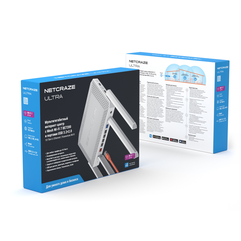 Wi-Fi роутер Netcraze Ultra Mesh Wi-Fi 7 BE7200, 5 портов LAN, 2 порта USB, фото 11