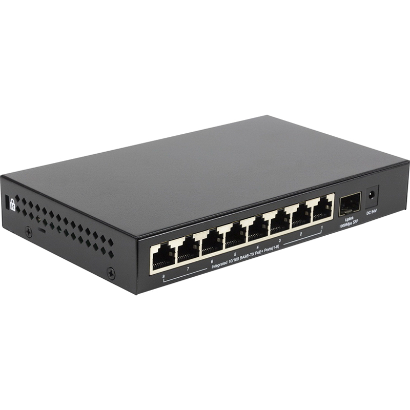 Коммутатор Unmanaged Switch 8x100Base-TX PoE, 1x1000Base-X SFP, PoE Budget 80W, metal case (Origo OS1209P/A1A), фото 2