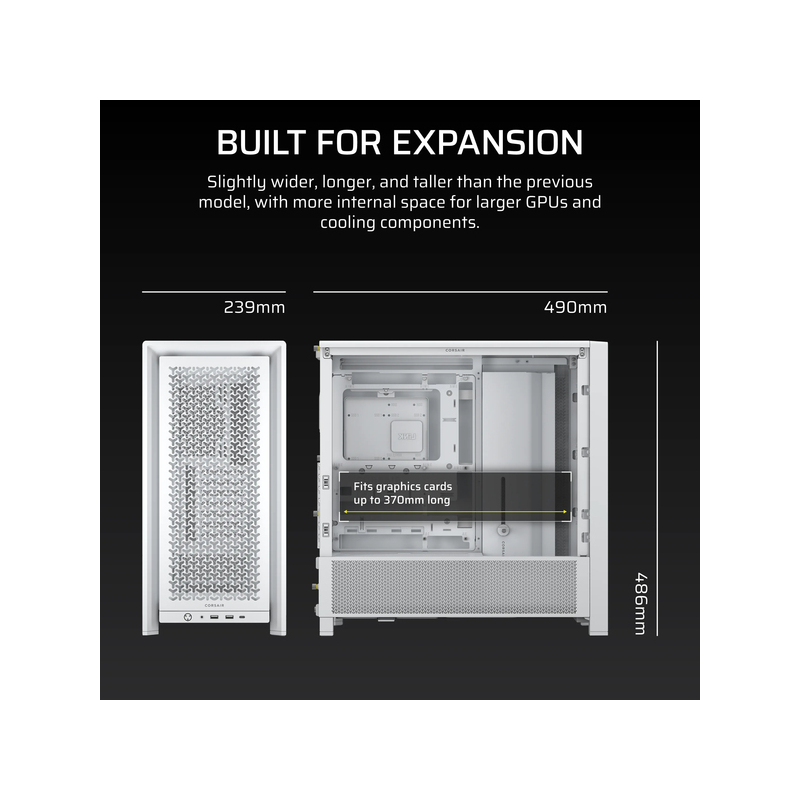 Корпус для ПК Corsair Frame 4000D, Midi Tower, белый, под ATX, E-ATX, mATX, Mini-ITX, фото 4