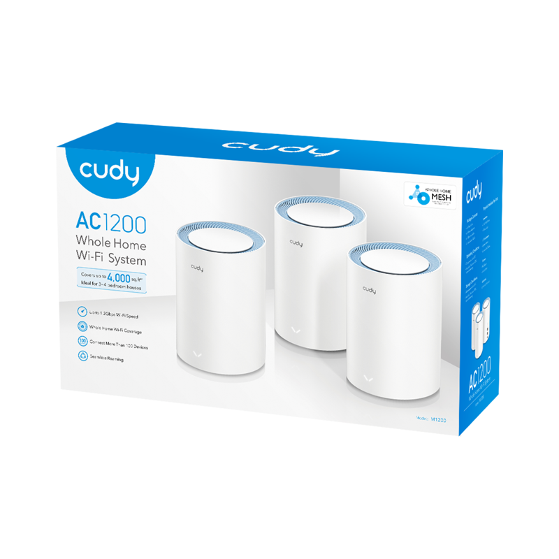 Mesh-система Wi-Fi Cudy AC1200 Wi-Fi Mesh Solution 3-Pack, 3 модуля, 4 антенны, фото 5