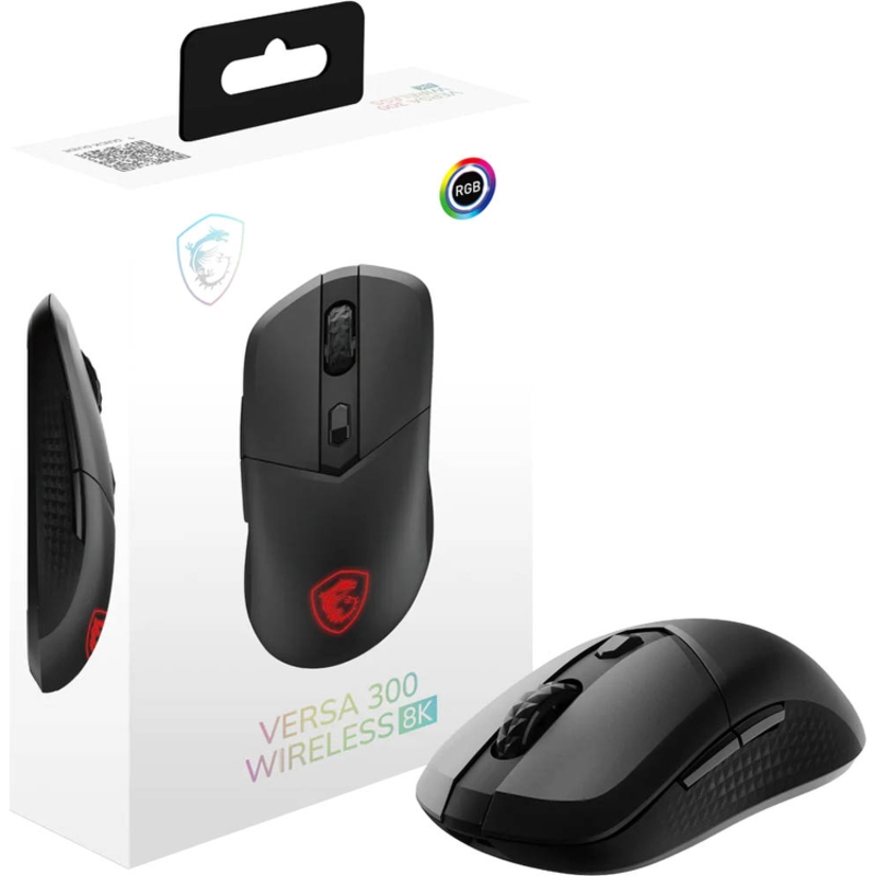 Мышь MSI VERSA 300 W 8K, USB-A, Bluetooth, радиоканал, 26000 dpi, чёрный, подсветка, фото 5