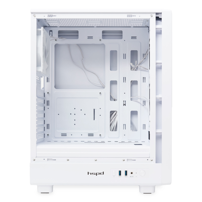 Корпус для ПК Hspd M510, Midi Tower, белый, под ATX, mATX, Mini-ITX, материал закалённое стекло, сталь, фото 6
