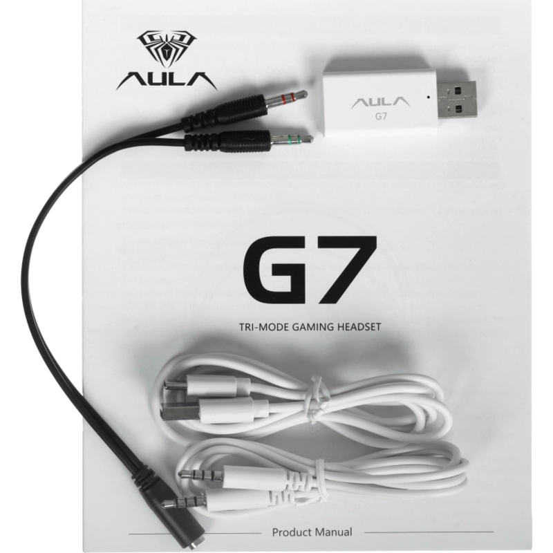 Гарнитура AULA G7, радиоканал, Bluetooth 5.0, Mini-jack, полноразмерные, белый, микрофон съёмный, фото 7