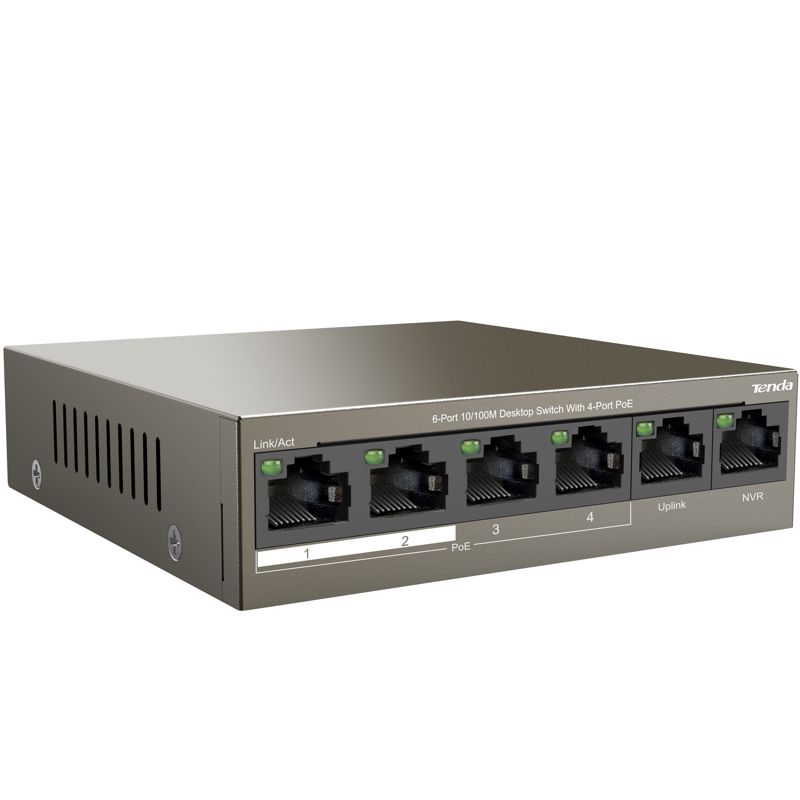PoE-коммутатор Tenda TEF1106P-4-63W неуправляемый, 6 портов 100 Мбит/с, 4 порта PoE, фото 2