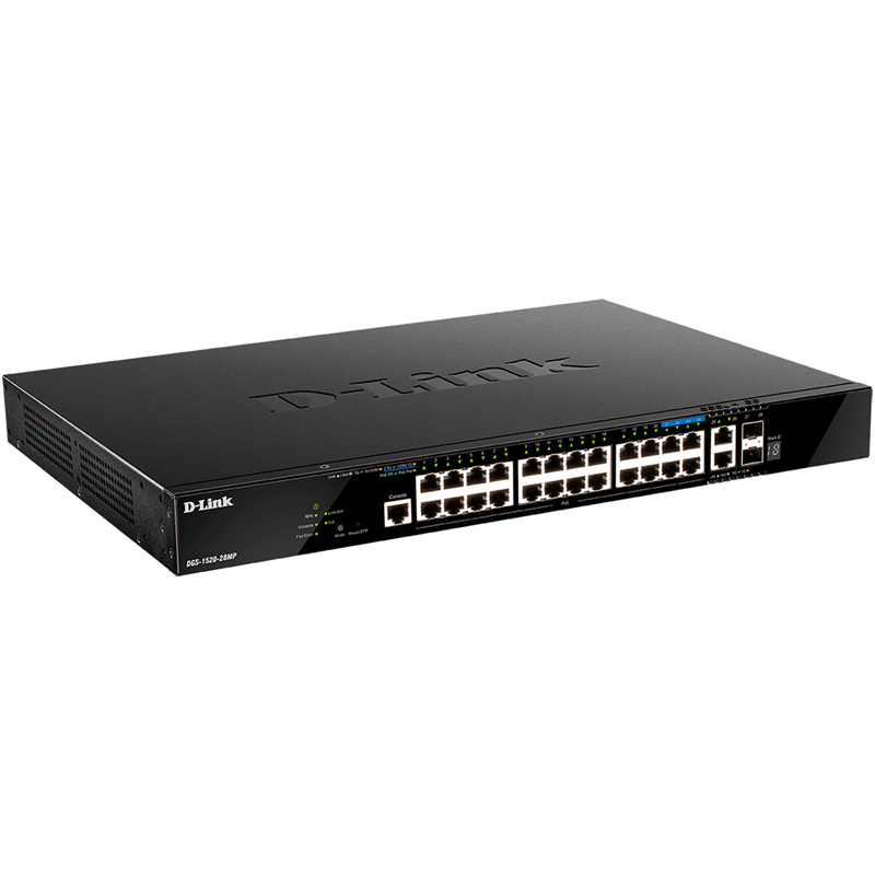 Коммутатор D-Link DGS-1520-28MP управляемый L3, 20 портов PoE 1 Гбит/с, 4 PoE 2,5 Гбит/с, 370 Вт, фото 2