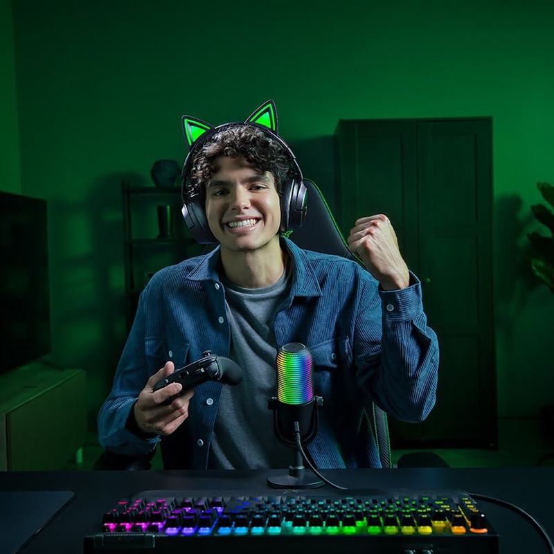 Гарнитура Razer Kraken Kitty V3 Pro, Bluetooth 5.3, полноразмерные, чёрный, микрофон выдвижной, фото 9