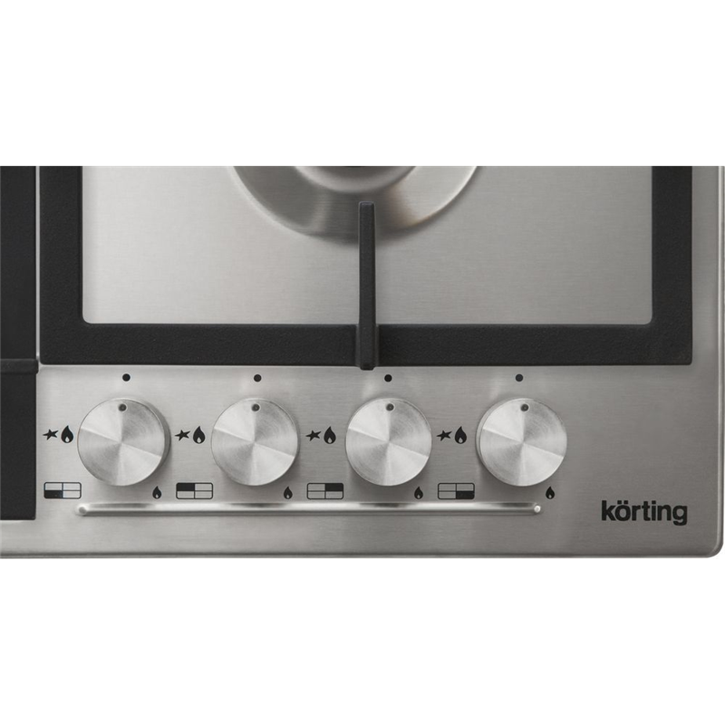Варочная панель Korting HG 665 CTX, газовая, 60 см, 4 конфорки, WOK, газ-контроль, нержавеющая сталь, фото 2