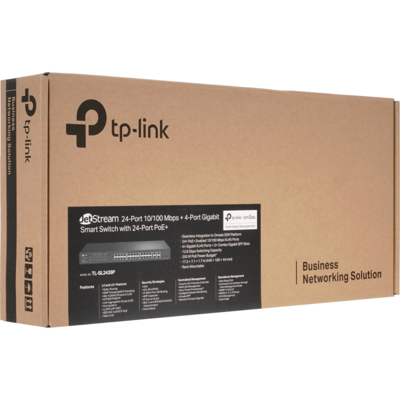Коммутатор TP-Link SL2428P управляемый L2, 24 порта PoE+ 100 Мбит/с, 4 порта 1 Гбит/с, 250 Вт, фото 7