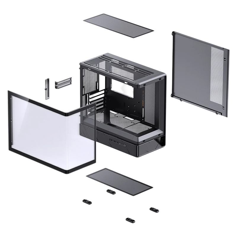 Корпус для ПК Jonsbo D200, Mini Tower, чёрный, под mATX, Mini-ITX, материал закалённое стекло, сталь, фото 8