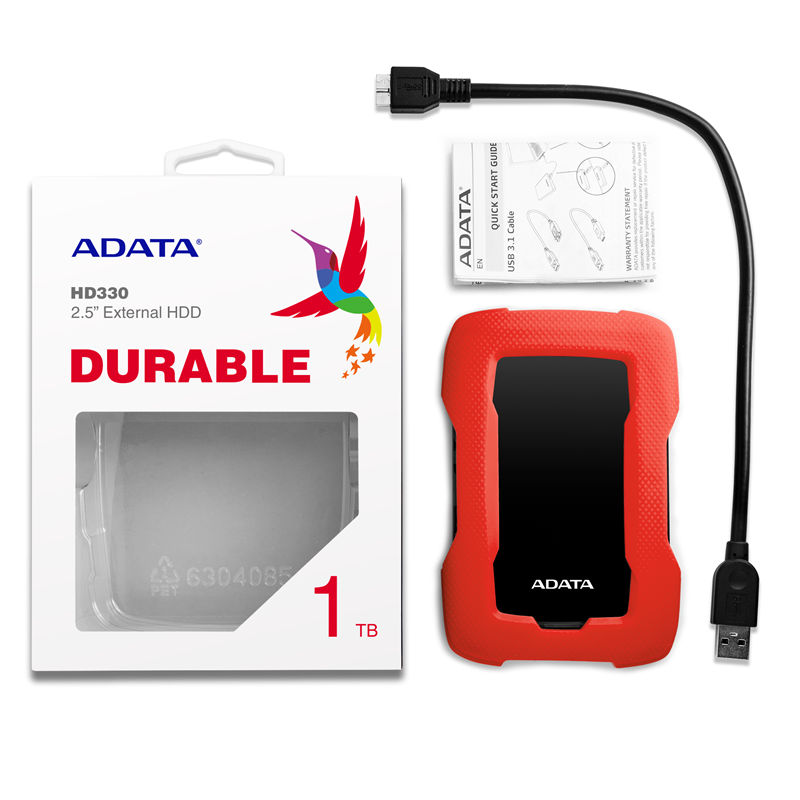 Внешний жёсткий диск 1TB ADATA HD330 (Red), Silicone, USB 3.2 Gen1, 133x89x16mm, 190g (ADATA AHD330-1TU31-CRD), фото 7