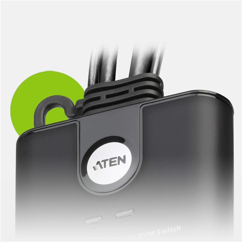KVM-переключатель Aten CS22HF на 2 ПК, HDMI, USB, Full HD, со встроенными кабелями, фото 2