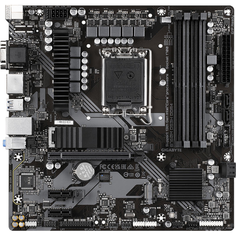 Материнская плата Gigabyte INTEL B760 s1700, LGA1700, mATX, DDR4, B760MDS3HDDR4, фото 2