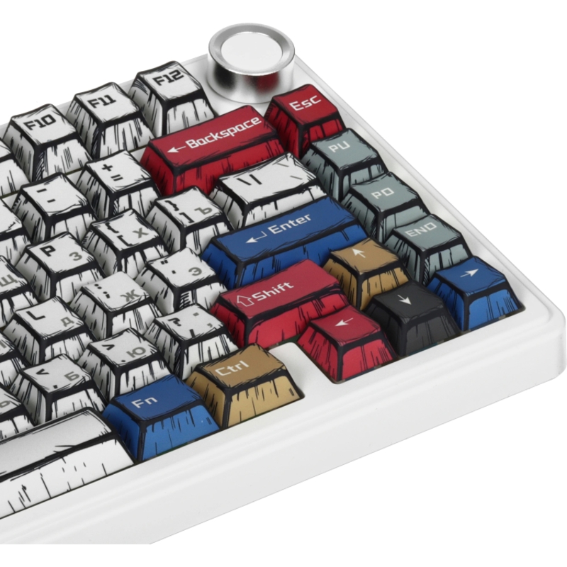 Игровая клавиатура/ Беспроводная механическая клавиатура AULA F75 Comic Keycap зеленые Reaper свитчи (Bluetooth, 2.4 Гц), фото 4