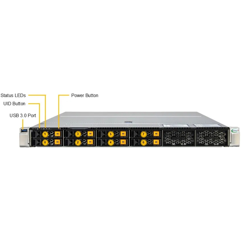 Серверная платформа Supermicro Server SYS-112H-TN 1U (1x LGA4710 16x DDR5 RDIMM 12x Hs 2.5" NVMe 2x M.2 NVMe VROC Premium 3x PCIe 5.0 x16 2x 10GbE RJ45 Intel (SuperMicro SYS-112H-TN (bundle1)), фото 3