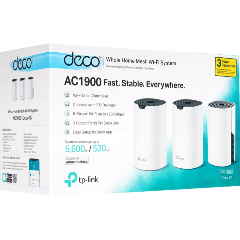Mesh-система Wi-Fi AC1900 Whole Home Mesh Wi-Fi System (TP-Link Deco S7(3-pack)), фото 8