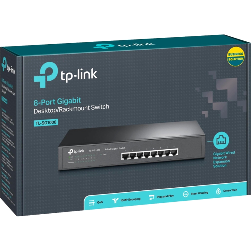 Коммутатор TP-Link TL-SG1008 неуправляемый, 8 портов 1 Гбит/с, стальной корпус 13″ 1U, фото 4