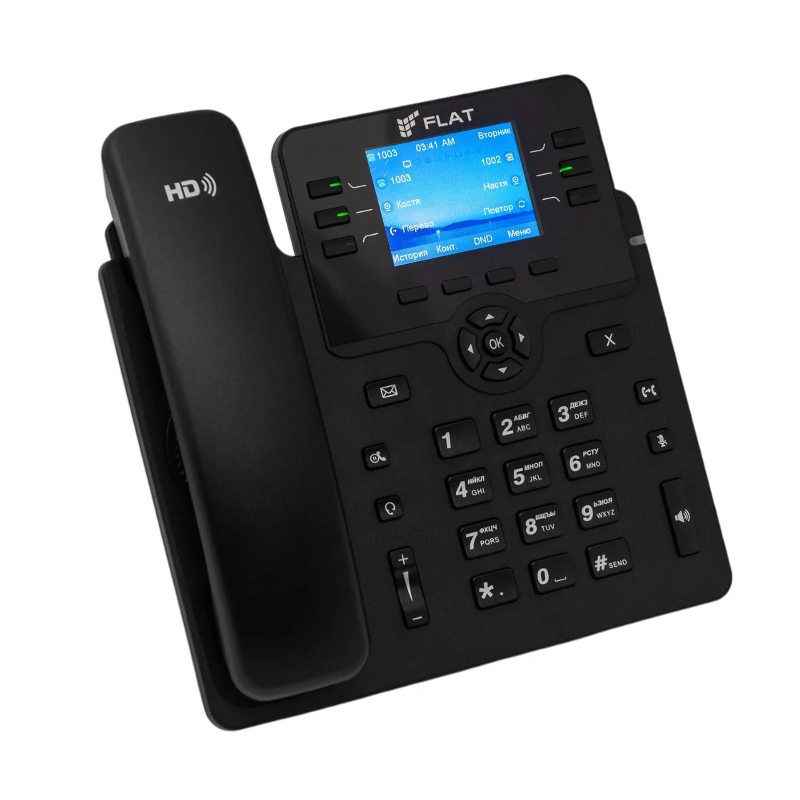 ЖК-дисплей, адаптер питания ФЛАТ-ПРО - Российское VOIP оборудование. Flat-Phone B6: 6 SIP-аккаунтов, фото 2