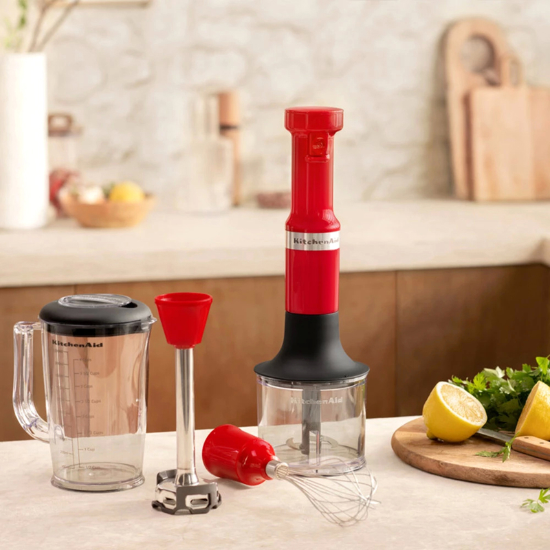 Погружной блендер KitchenAid 5KHBV83EER, 180 Вт, измельчитель 600 мл, венчик, стакан 1 л, красный, фото 7