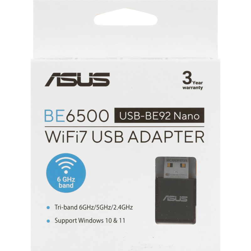 Wi-Fi адаптер ASUS USB-BE92 Nano, Wi-Fi 7, 2,4/5/6 ГГц, USB, фото 6