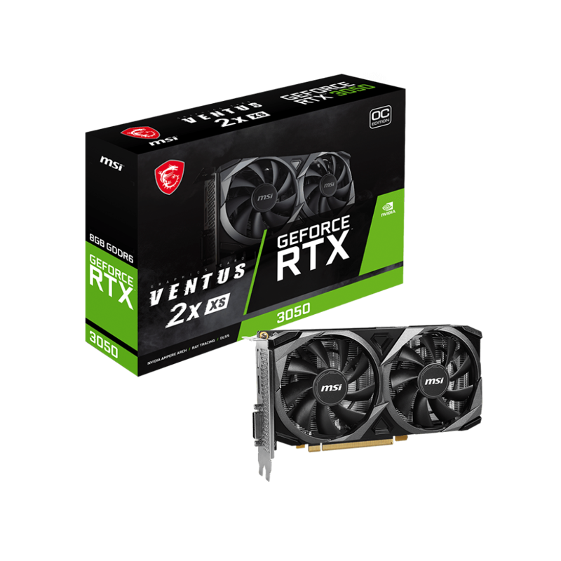 Видеокарта MSI NVIDIA GeForce RTX 3050 VENTUS 2X XS 8G OC, 8 ГБ видеопамяти, GDDR6, PCI Express 4.0, фото 2
