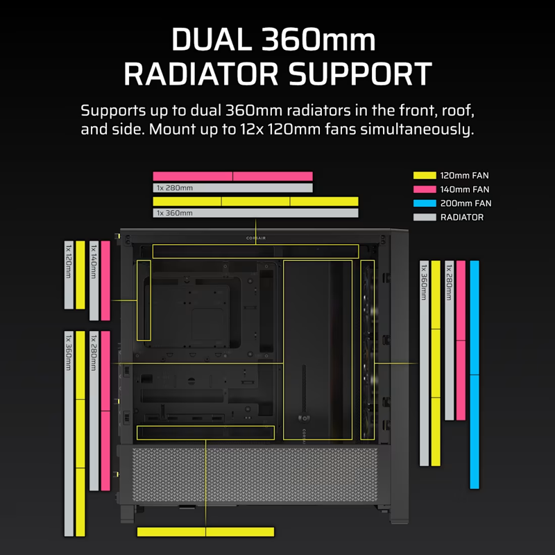 Корпус для ПК Corsair Frame 4000D RS ARGB, Midi Tower, чёрный, под ATX, E-ATX, mATX, Mini-ITX, фото 6
