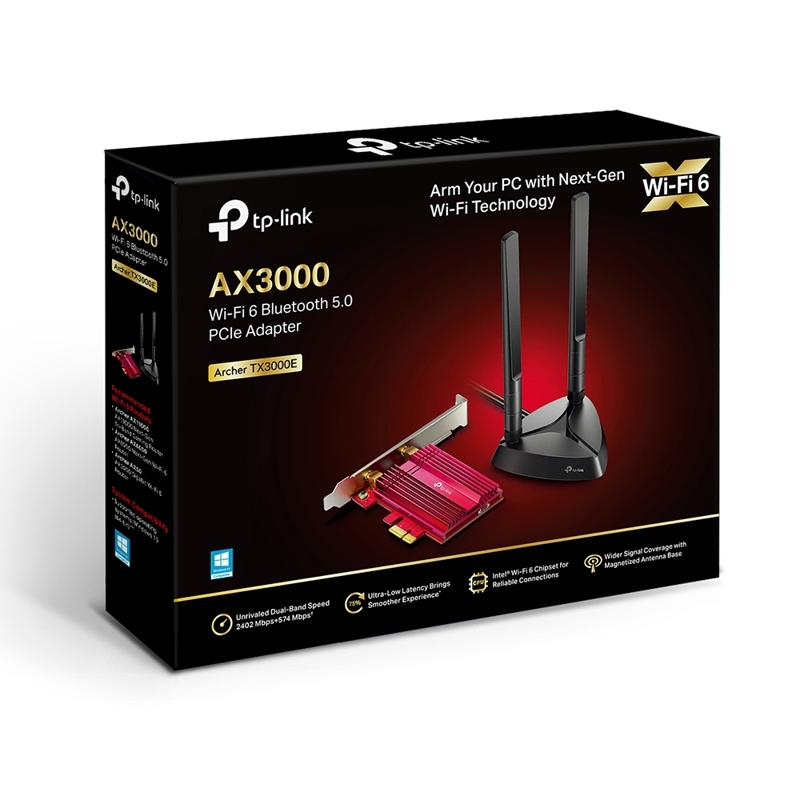 Wi-Fi адаптер TP-Link Archer TX3000E PCIe x1, Wi-Fi 6, 3000 Мбит/с, 2,4 и 5 ГГц, Bluetooth 5.0, фото 3
