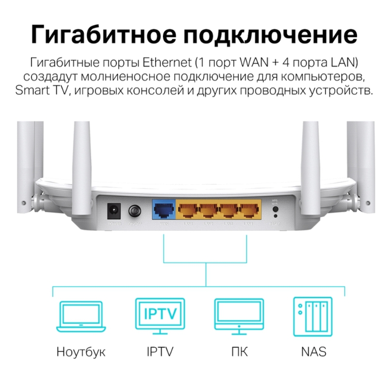 Wi-Fi роутер TP-Link AC1900 Dual-Band Wi-Fi Router, Wi-Fi 5, 4 порта LAN, фото 4