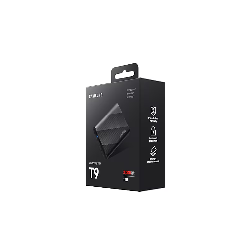 Внешний накопитель Samsung T9, SSD 1 ТБ, USB 3.2 Gen 2 Type-C, чтение 2000 МБ/с, запись 1950 МБ/с, фото 4