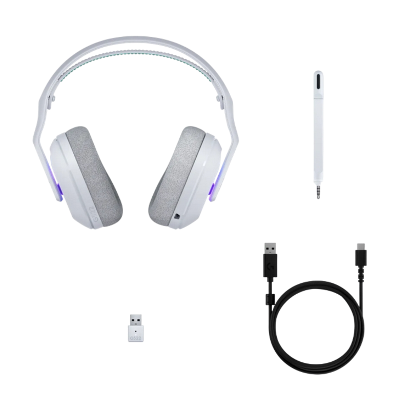 Гарнитура Logitech G522 LIGHTSPEED, радиоканал, Bluetooth 5.3, USB Type-C, полноразмерные, белый, фото 5