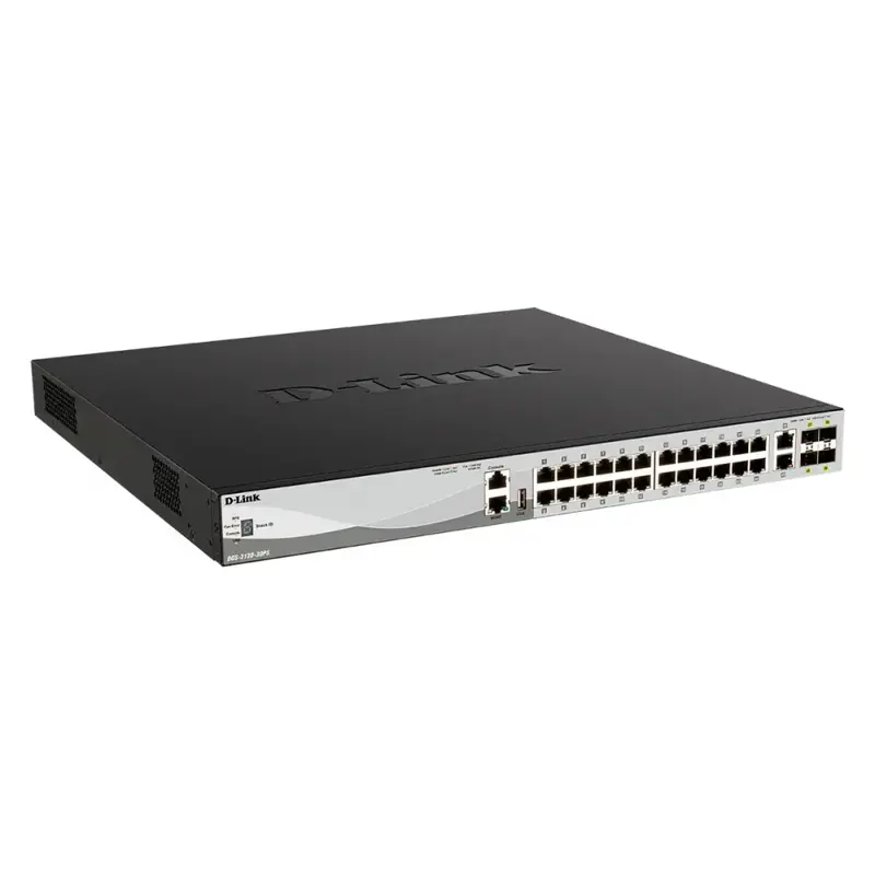Коммутатор D-Link DGS-3130-30PS управляемый L3, 24 порта 1 Гбит/с PoE, 4 SFP+, бюджет 370 Вт, фото 2