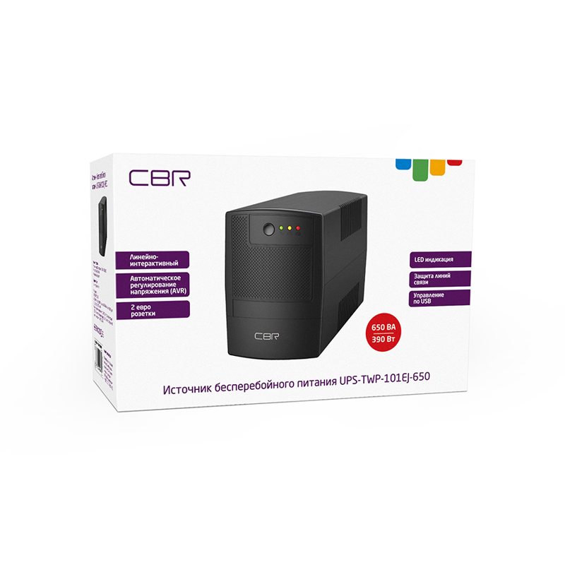 ИБП CBR 650VA, 650 ВА, 390 Вт, 2 розетки, CEE7, UPS-TWP-101EJ-650, фото 7