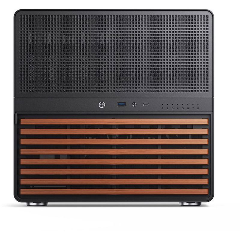 Корпус для ПК Jonsbo N5, Mini Tower, чёрный, под ATX, E-ATX, mATX, Mini-ITX, материал алюминий, дерево, сталь, фото 3