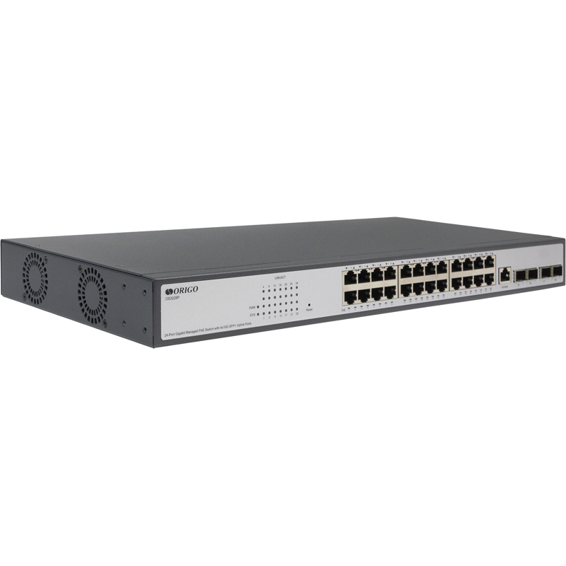 Коммутатор Origo OS3228P управляемый L3, 24 порта PoE 1 Гбит/с, 4 SFP+ 10 Гбит/с, 250 Вт, 19″, фото 2