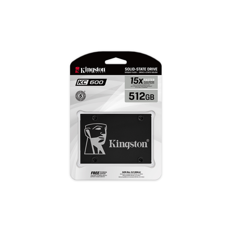 Твердотельный накопитель Kingston SSD KC600, 512 ГБ, 3D TLC, чтение 550 МБ/с, 300 ТБ, фото 4