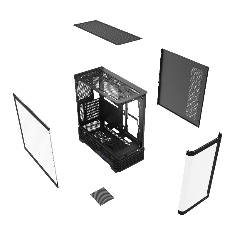 Корпус для ПК Hspd F560, Midi Tower, чёрный, под ATX, mATX, mITX, материал закалённое стекло, сталь, фото 5